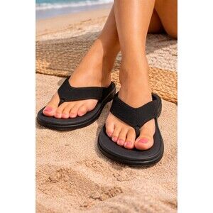 KIDMI NEW Black Flip Flops Sandals Sz 8-8.5 Comfort Foam Thong Beach Pool Flats